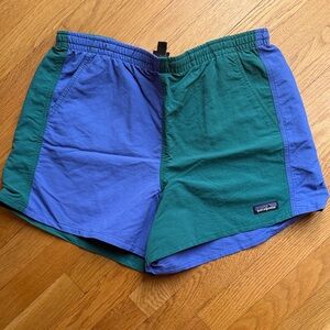 Patagonia Two-Tone Blue and Green Athletic Shorts